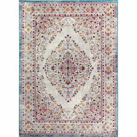 BASHIAN 7 ft. 6 in. x 9 ft. 6 in. Dakota Collection Transitional Polypropylene Power Loom Area Rug, Ivory D113-IV-76X96-MH702